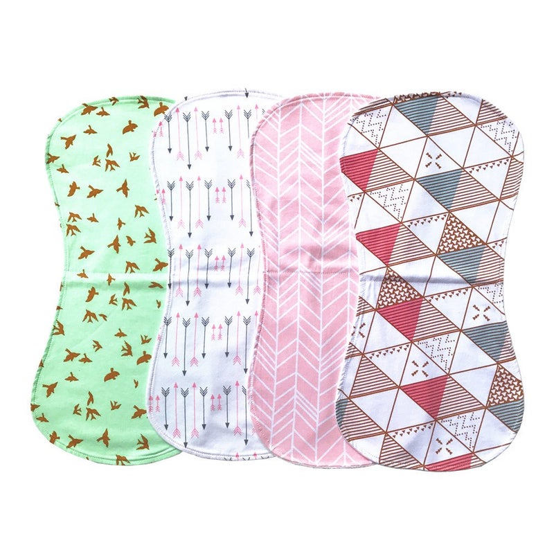 Arnzion Baby Burp Cloths Baby Burp Set Curved Absorbent and Soft Valuable 4 Pack - Image 2